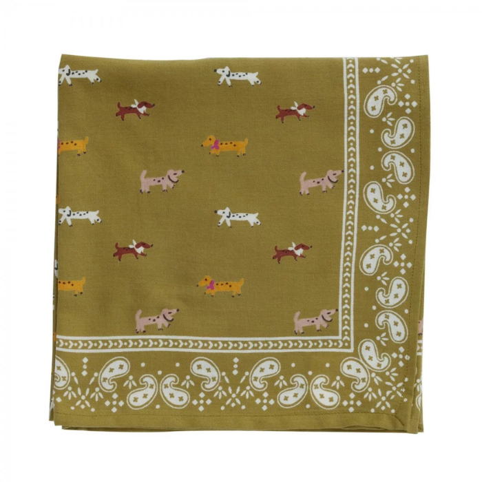 Dachshund - Small Square Cotton Bandana Block Print Scarf  – Bonheur du Jour