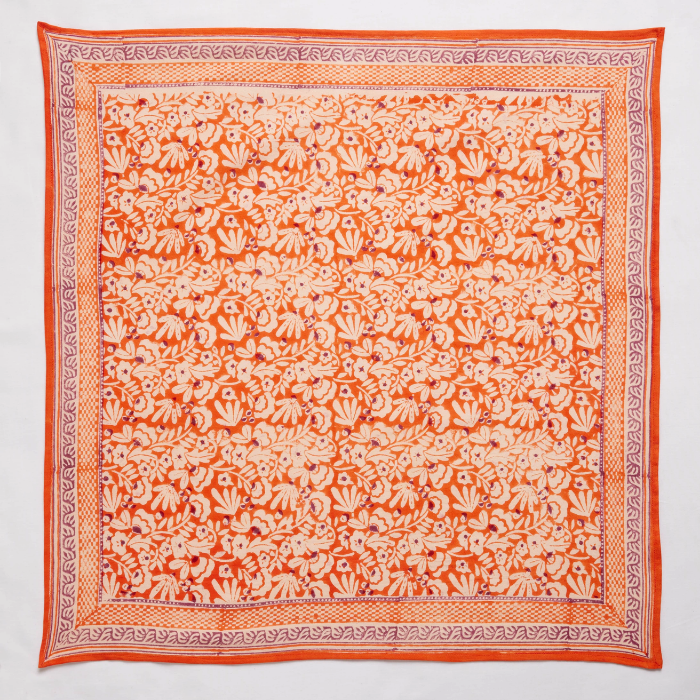 Iris Clementine - Small Square Cotton Bandana Block Print Scarf  – Bonheur du Jour