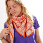 Iris Clementine - Small Square Cotton Bandana Block Print Scarf  – Bonheur du Jour