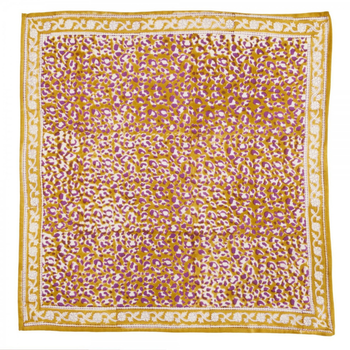 Leopard - Small Square Cotton Bandana Block Print Scarf  – Bonheur du Jour
