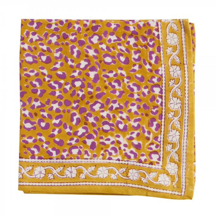Leopard - Small Square Cotton Bandana Block Print Scarf  – Bonheur du Jour
