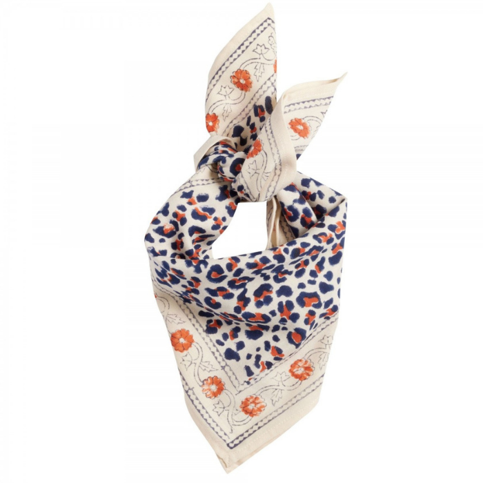 Leopard - Small Square Cotton Bandana Block Print Scarf  – Bonheur du Jour