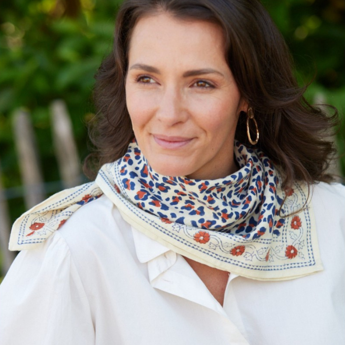 Leopard - Small Square Cotton Bandana Block Print Scarf  – Bonheur du Jour