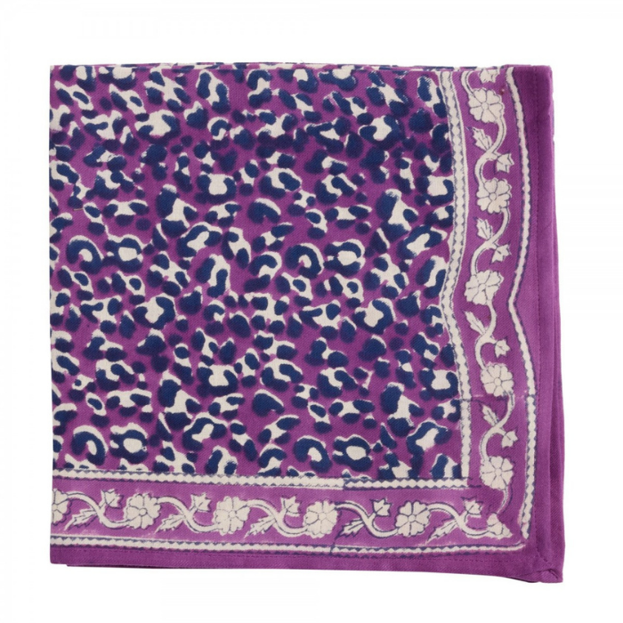 Leopard - Small Square Cotton Bandana Block Print Scarf  – Bonheur du Jour