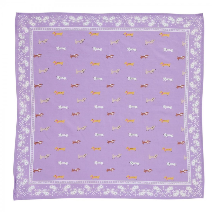 Dachshund - Small Square Cotton Bandana Block Print Scarf  – Bonheur du Jour