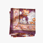Vishnu Prune - Small Square Cotton Bandana Block Print Scarf  – Bonheur du Jour