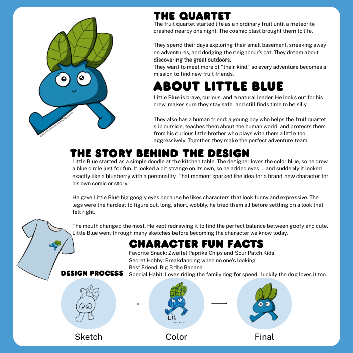 Adult Graphic Organic Cotton T-Shirt – Little Blue – Hey Rik