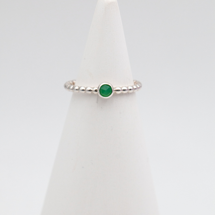 Sterling Silver Gemstone Beaded Wire Stacking Ring – Tudorlily