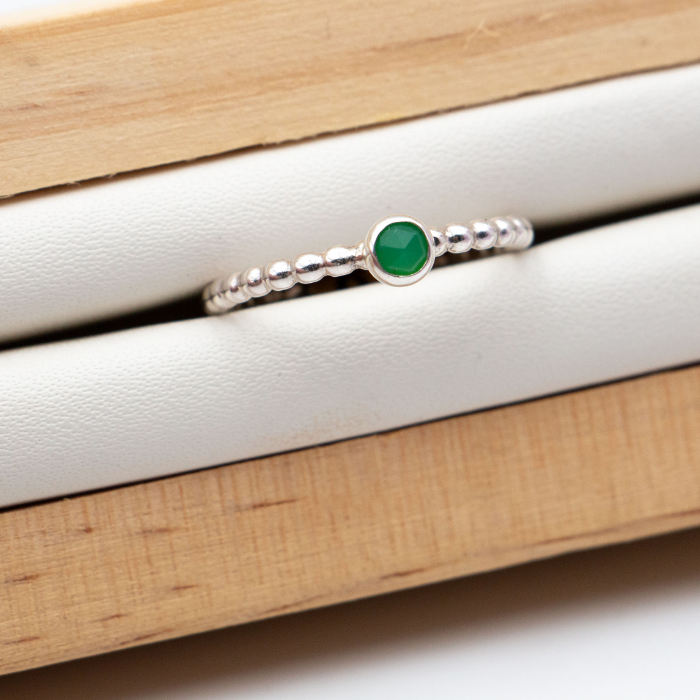 Sterling Silver Gemstone Beaded Wire Stacking Ring – Tudorlily