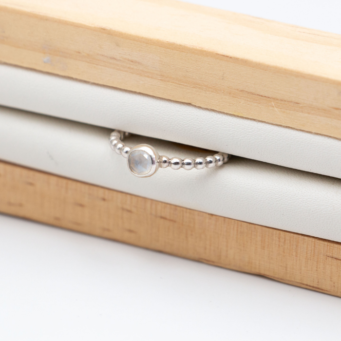 Sterling Silver Gemstone Beaded Wire Stacking Ring – Tudorlily