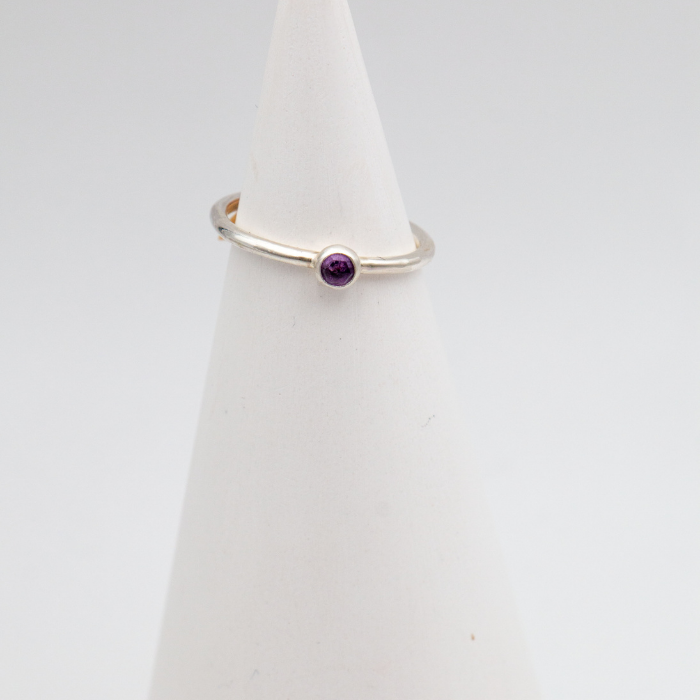 Sterling Silver Gemstone Smooth Stacking Ring – Tudorlily
