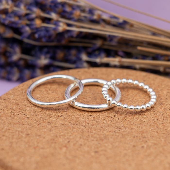 Sterling Silver Patterned Band – Stacking Ring – Tudorlily