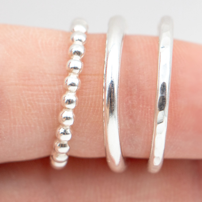 Sterling Silver Patterned Band – Stacking Ring – Tudorlily