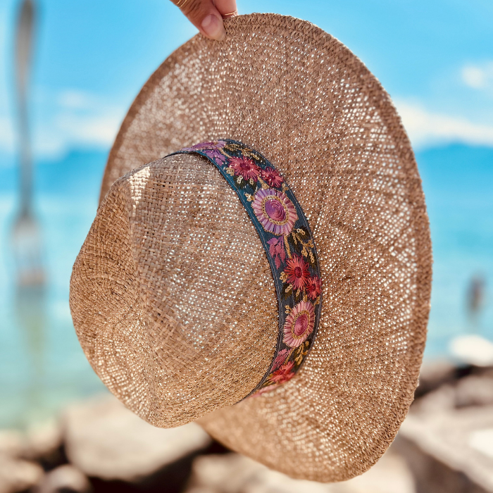 Straw Sun Hat – Sombrero Lavande Fleurs – Maradji