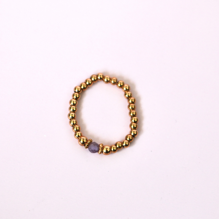 Elastic Beaded Ring -  Stretch Focal Stackable - Gold Ring 3mm – Natasas Accessoires