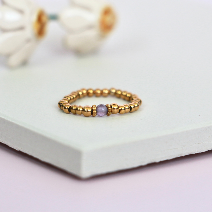 Elastic Beaded Ring -  Stretch Focal Stackable - Gold Ring 3mm – Natasas Accessoires