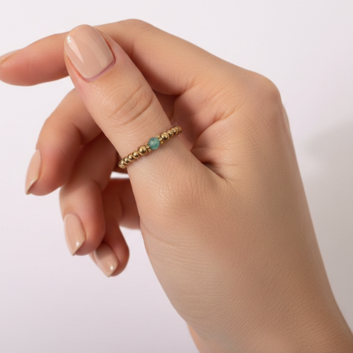 Elastic Beaded Ring -  Stretch Focal Stackable - Gold Ring 3mm – Natasas Accessoires