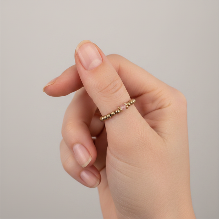 Elastic Beaded Ring -  Stretch Focal Stackable - Gold Ring 3mm – Natasas Accessoires