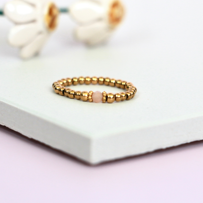 Elastic Beaded Ring -  Stretch Focal Stackable - Gold Ring 3mm – Natasas Accessoires