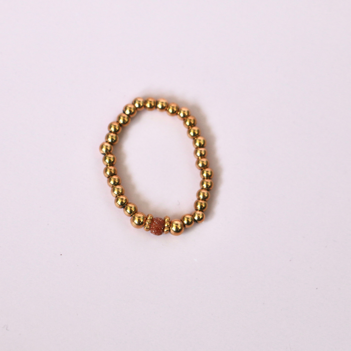 Elastic Beaded Ring -  Stretch Focal Stackable - Gold Ring 3mm – Natasas Accessoires
