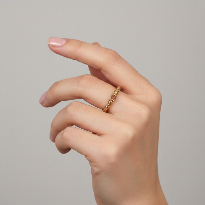 Elastic Beaded Ring -  Stretch Focal Stackable - Gold Ring 3mm – Natasas Accessoires