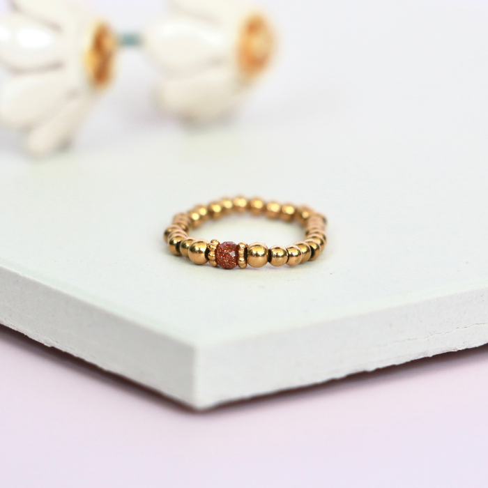 Elastic Beaded Ring -  Stretch Focal Stackable - Gold Ring 3mm – Natasas Accessoires
