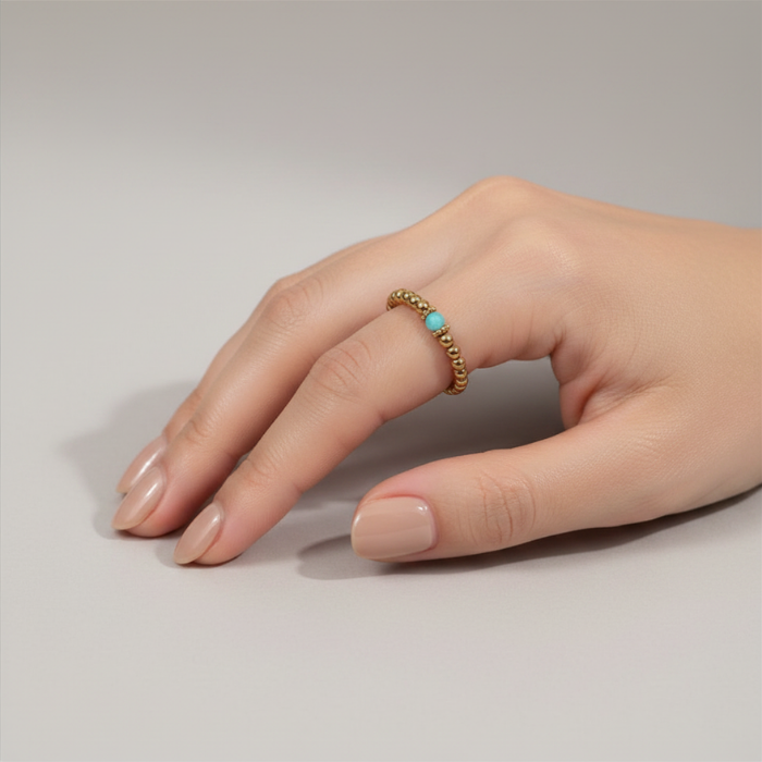 Elastic Beaded Ring -  Stretch Focal Stackable - Gold Ring 3mm – Natasas Accessoires