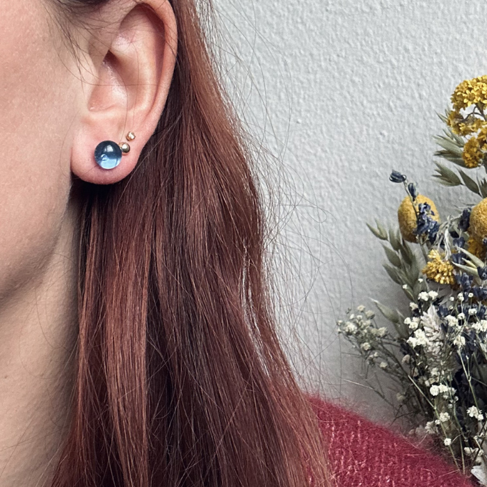 Pebbles Glass Stud Earring - Diatomée Verre