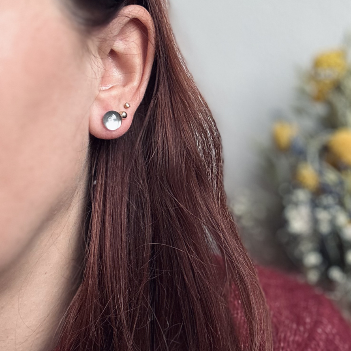 Pebbles Glass Stud Earring - Diatomée Verre