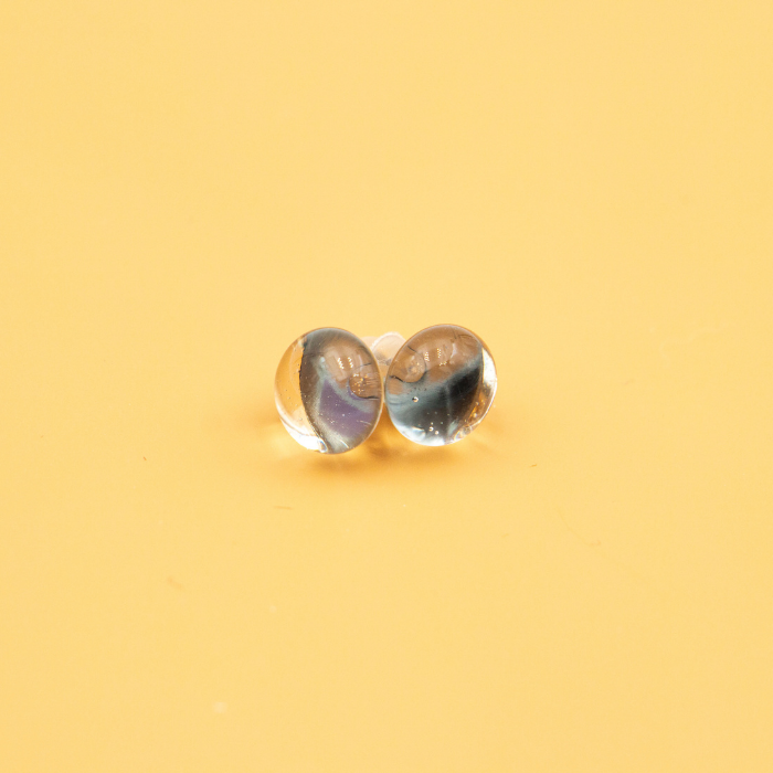 Pebbles Glass Stud Earring - Diatomée Verre