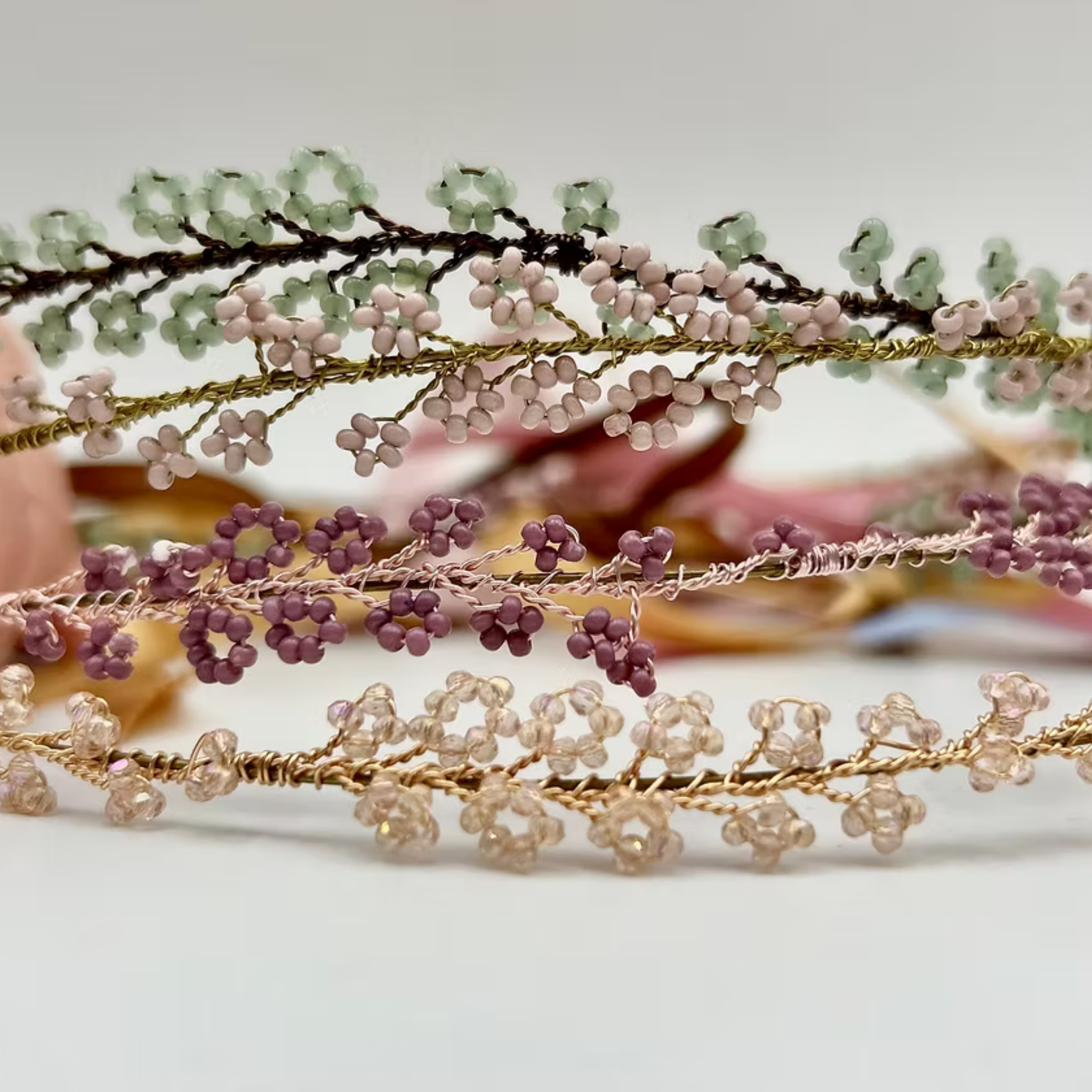Kira Vines Hair Wreath -  Peach/Lavender/Green - Nebo v Kvitah