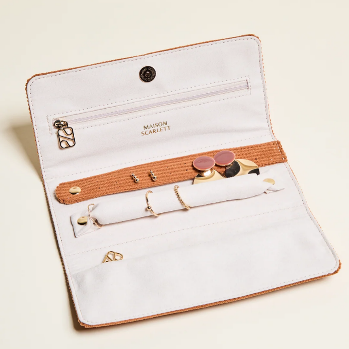Catherine Corduroy Travel Jewellery Roll  – Maison Scarlett