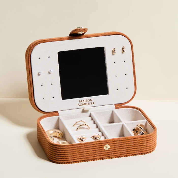 Brigitte Travel Jewellery Box in Corduroy – Maison Scarlett